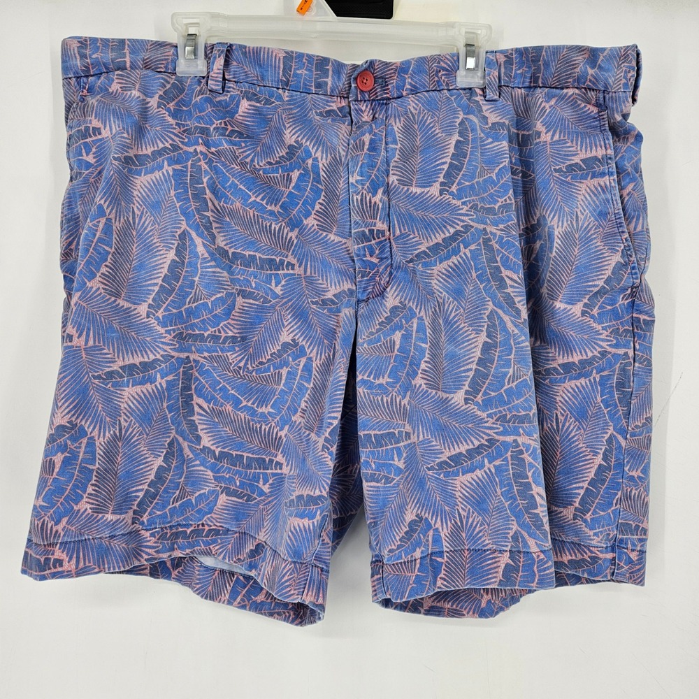 Vineyard Vines Shorts Mens 46B Golf Pink Blue Fronds Chino Casual Preppy‎